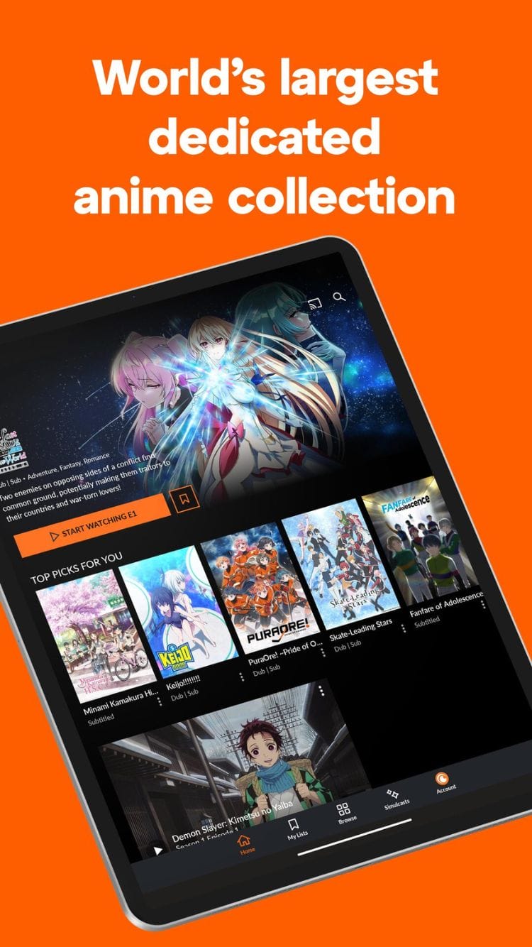 Crunchyroll Mod APK Home Screen - Easy Navigation and Premium Anime